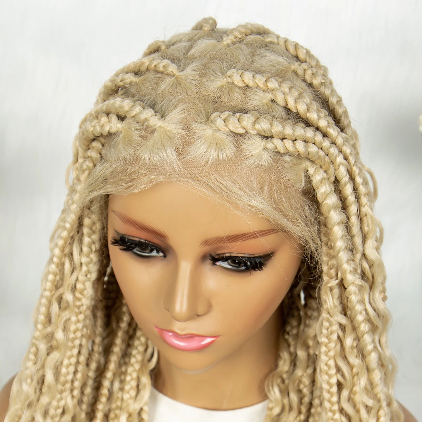 Blonde Bohemian Knotless Box Braids Wig | Transparent HD Full Lace Luxegan