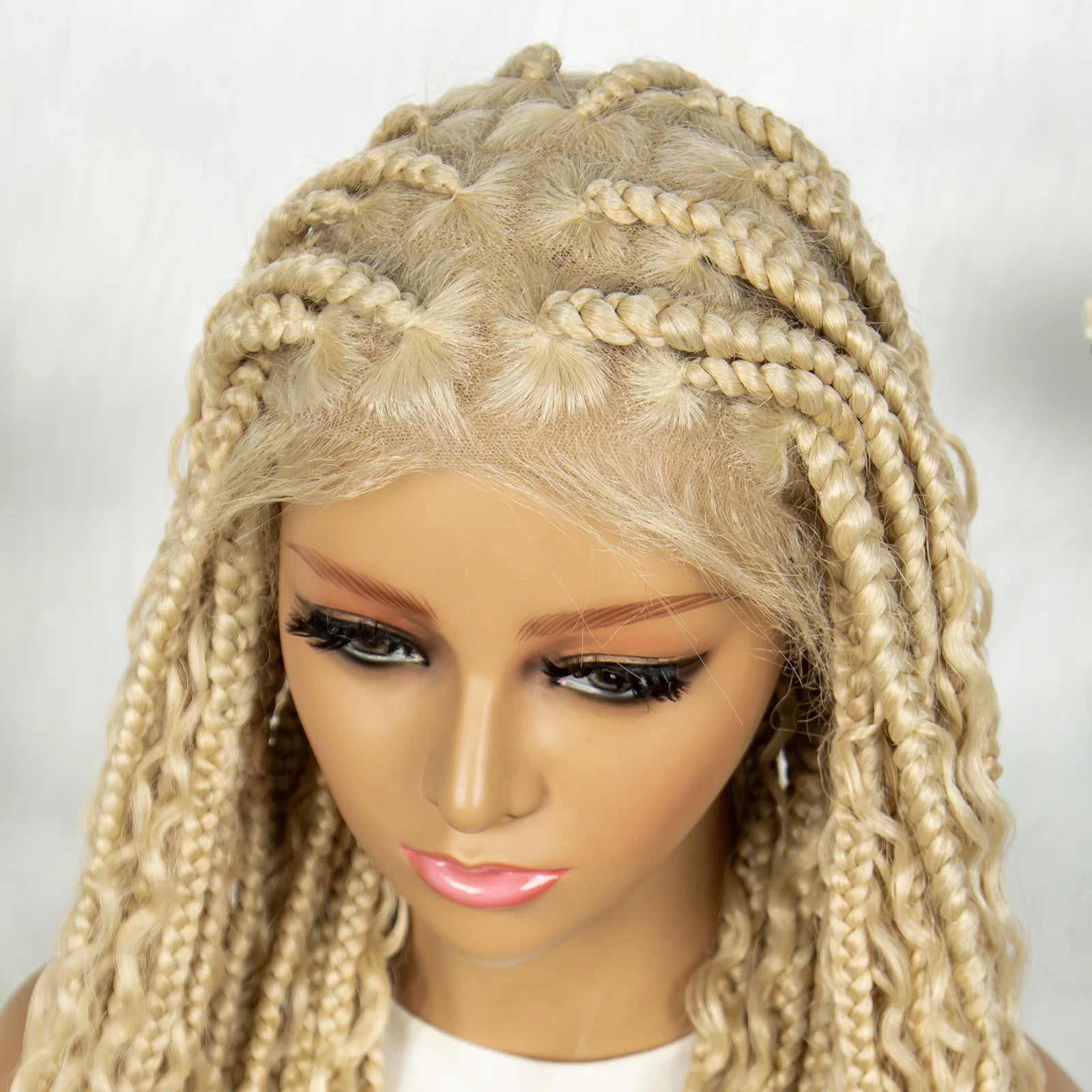 Blonde Bohemian Knotless Box Braids Wig | Transparent HD Full Lace Luxegan