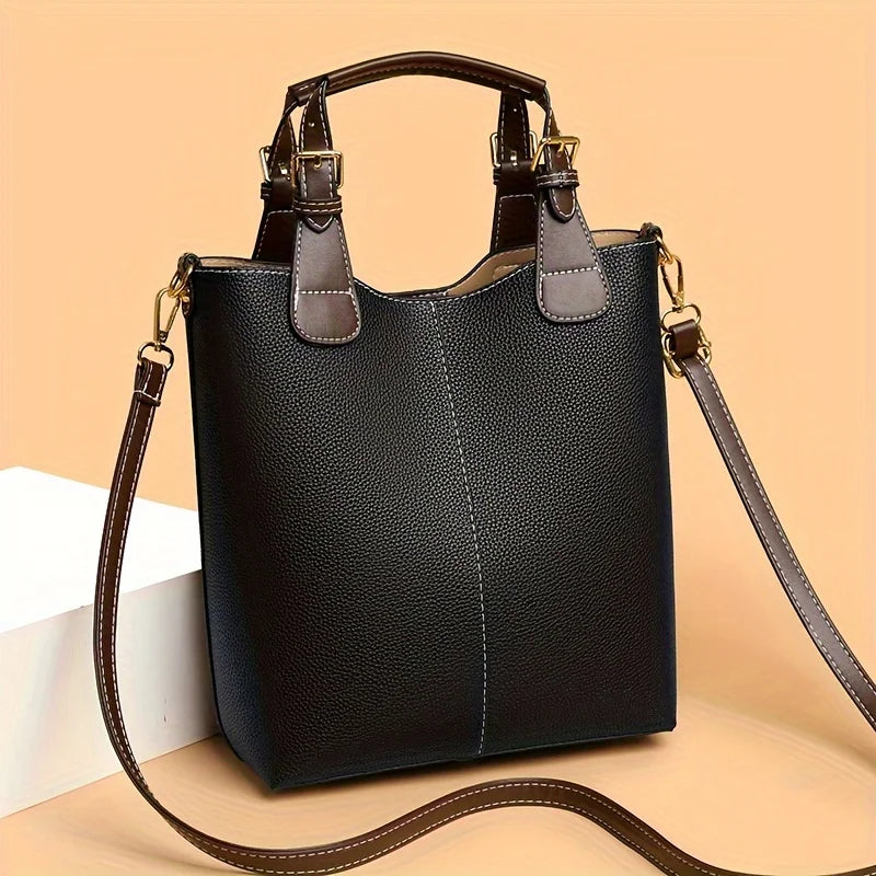 PU Casual Tote Elegant Solid Color Bag | Polyester Lined Cross-body Handbag Luxegan