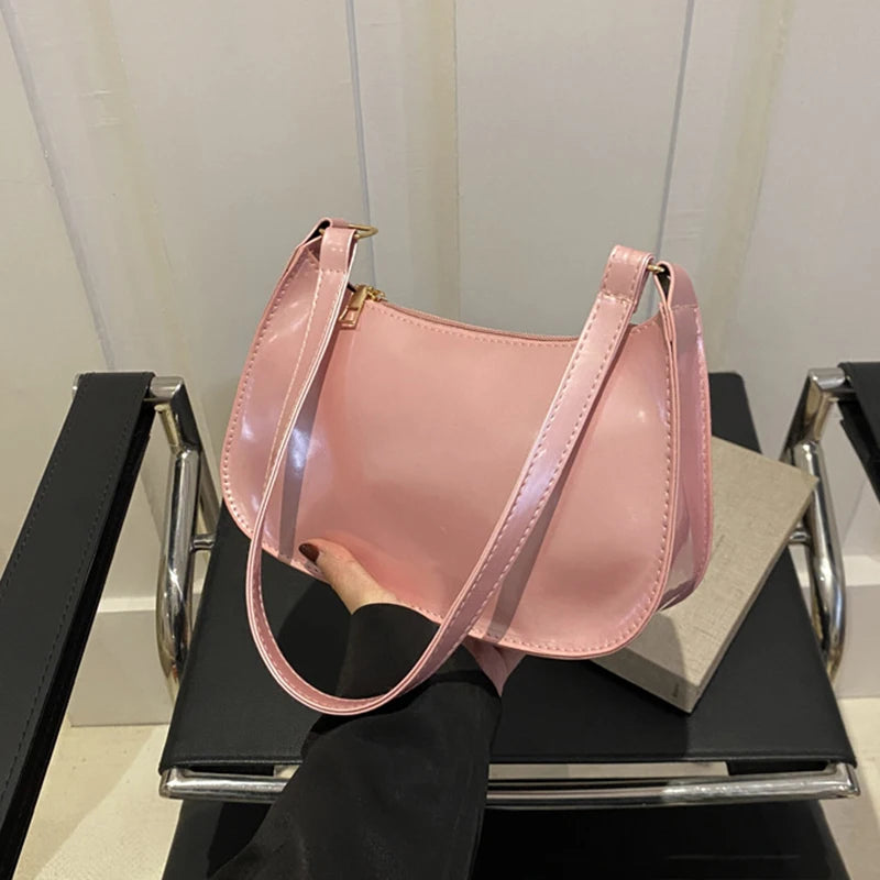 Women's Retro Solid Color PU Leather Shoulder Bag Handbag