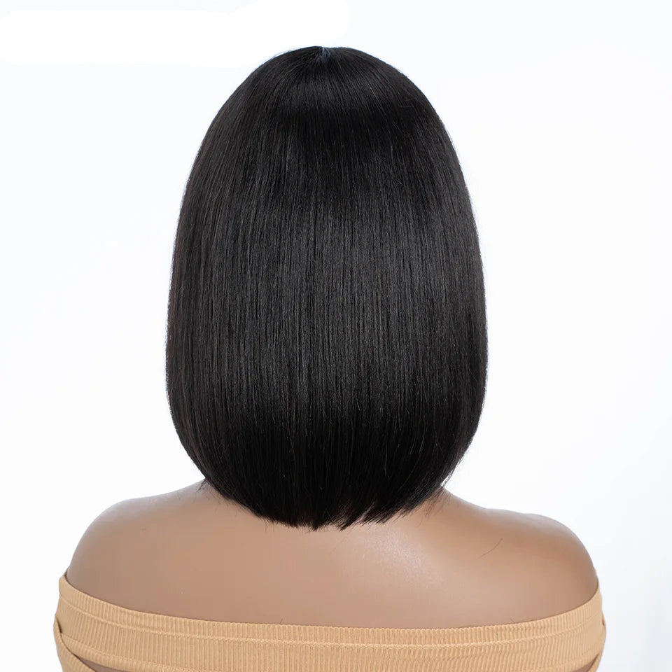 Rebecca Straight Bob Wig with Bangs | Remy Human Hair 10-14 Inches Luxegan