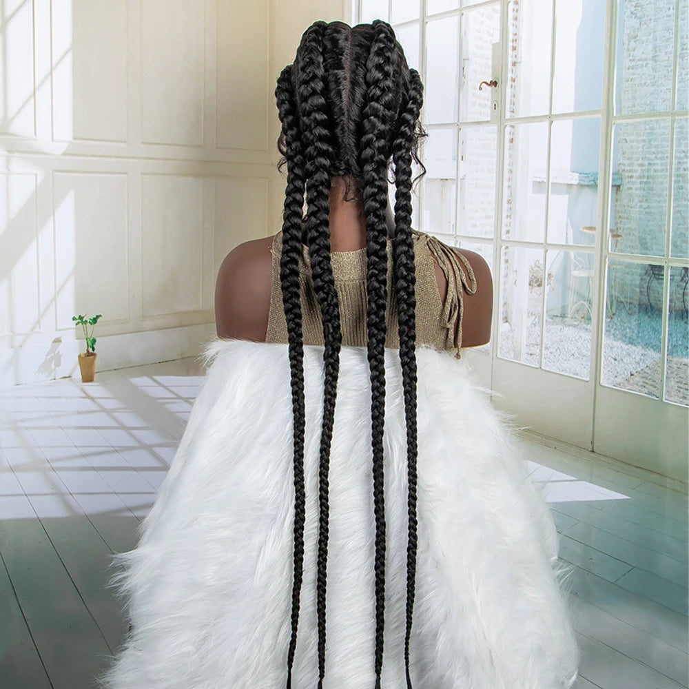 Stunning 99J Burgundy Braided Wig | Hand-Braided Twist Wig with Baby Hair | Synthetic Lace Front Wig for Black Women