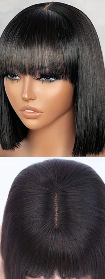 Ombre P4/30 Bob Wig with Bangs | 2.5"x1" Lace Top Straight Human Hair Luxegan