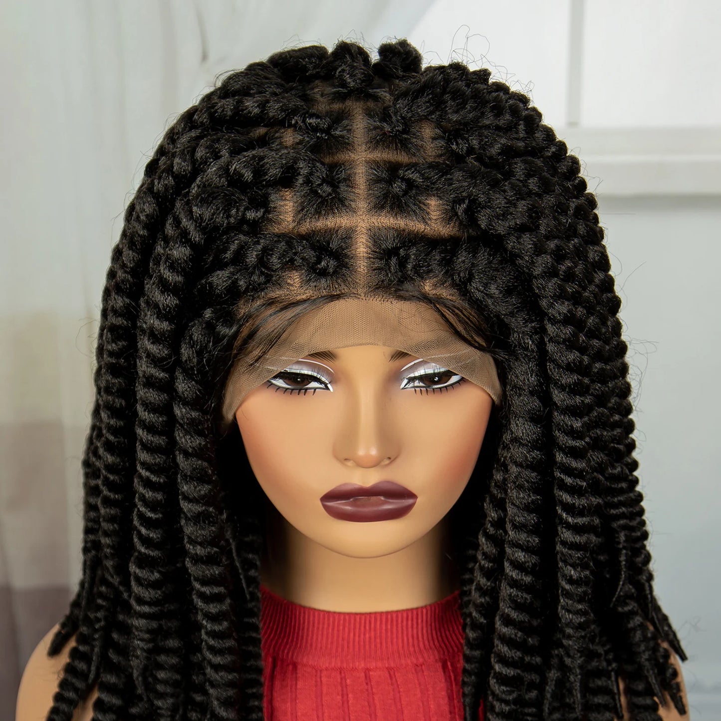 16" Twist Knotless Braids Wig | HD Full Lace | Baby Hair | Natural Look Luxegan