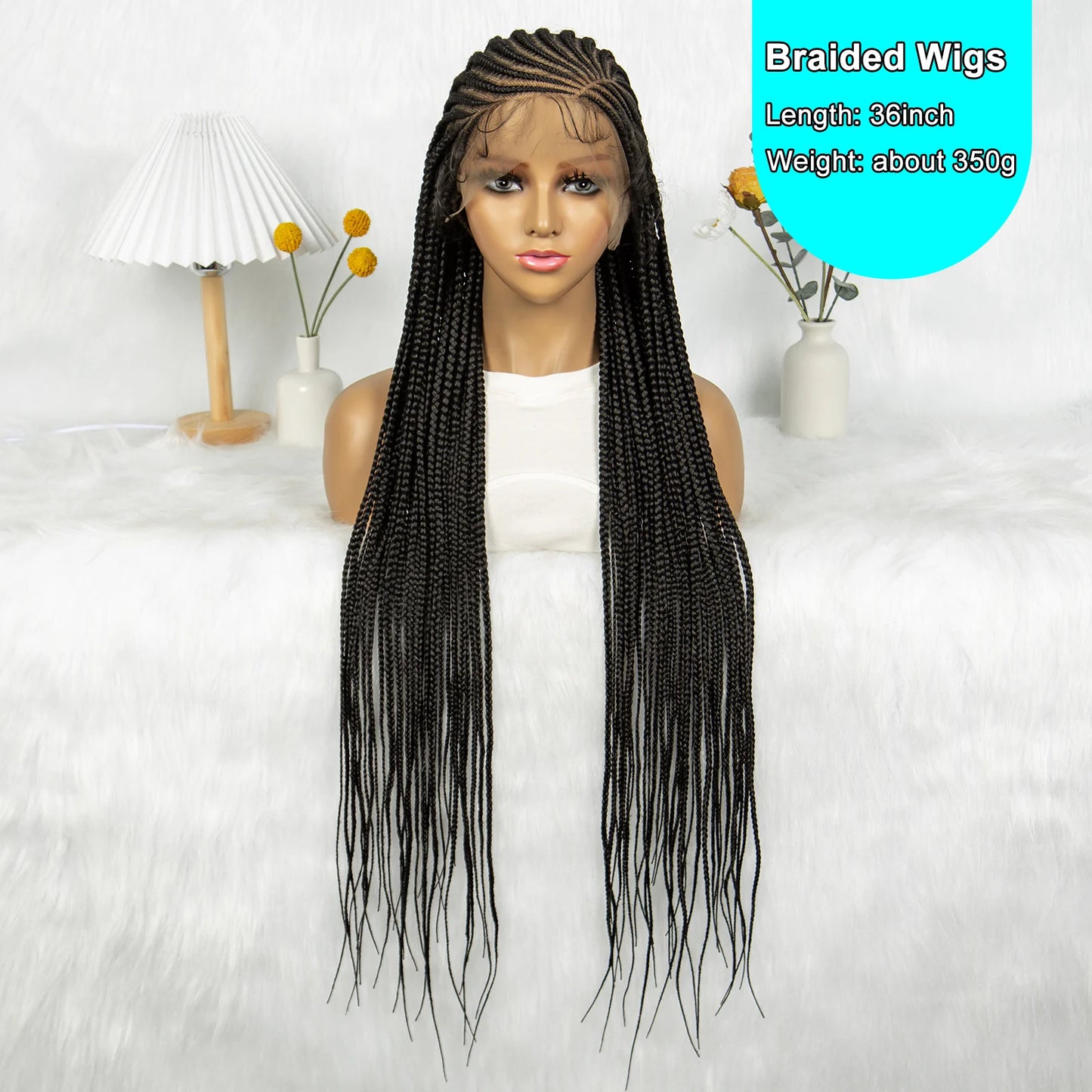 Fulani Stitch Cornrow Box Braids Wig | Transparent Full Lace | Baby Hair | Black Women Luxegan