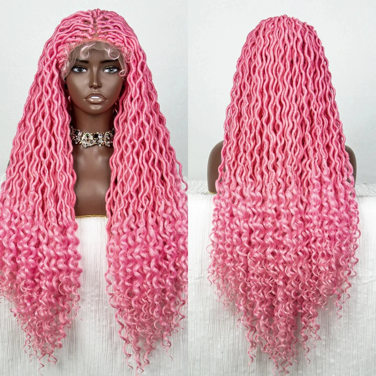 Colorful Dreadlocks & Water Wave Braids Wig | Lace Front | Baby Hair Luxegan