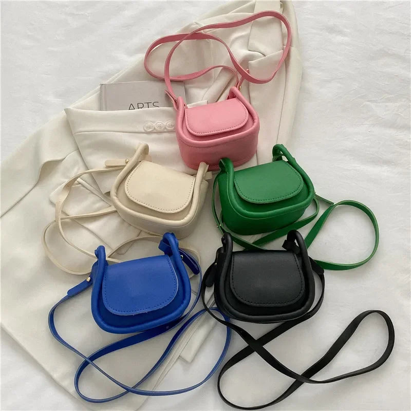 Candy Color Fashion Mini Crossbody Bag | Small PU Leather Saddle Bag & Lipstick Pouch | Versatile Card Holder & Coin Purse with Hasp Closure Luxegan