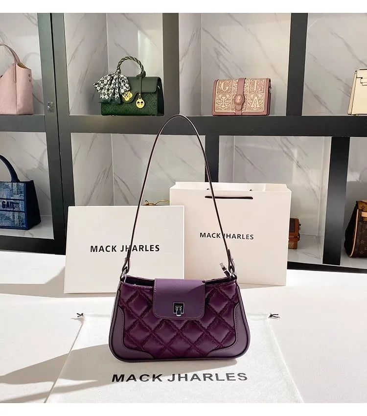 High-Quality Fashion Lattice Diamond Box Bag | Textured Square Saddle Handbag | Women’s Luxury Shoulder & Messenger Purse Luxegan
