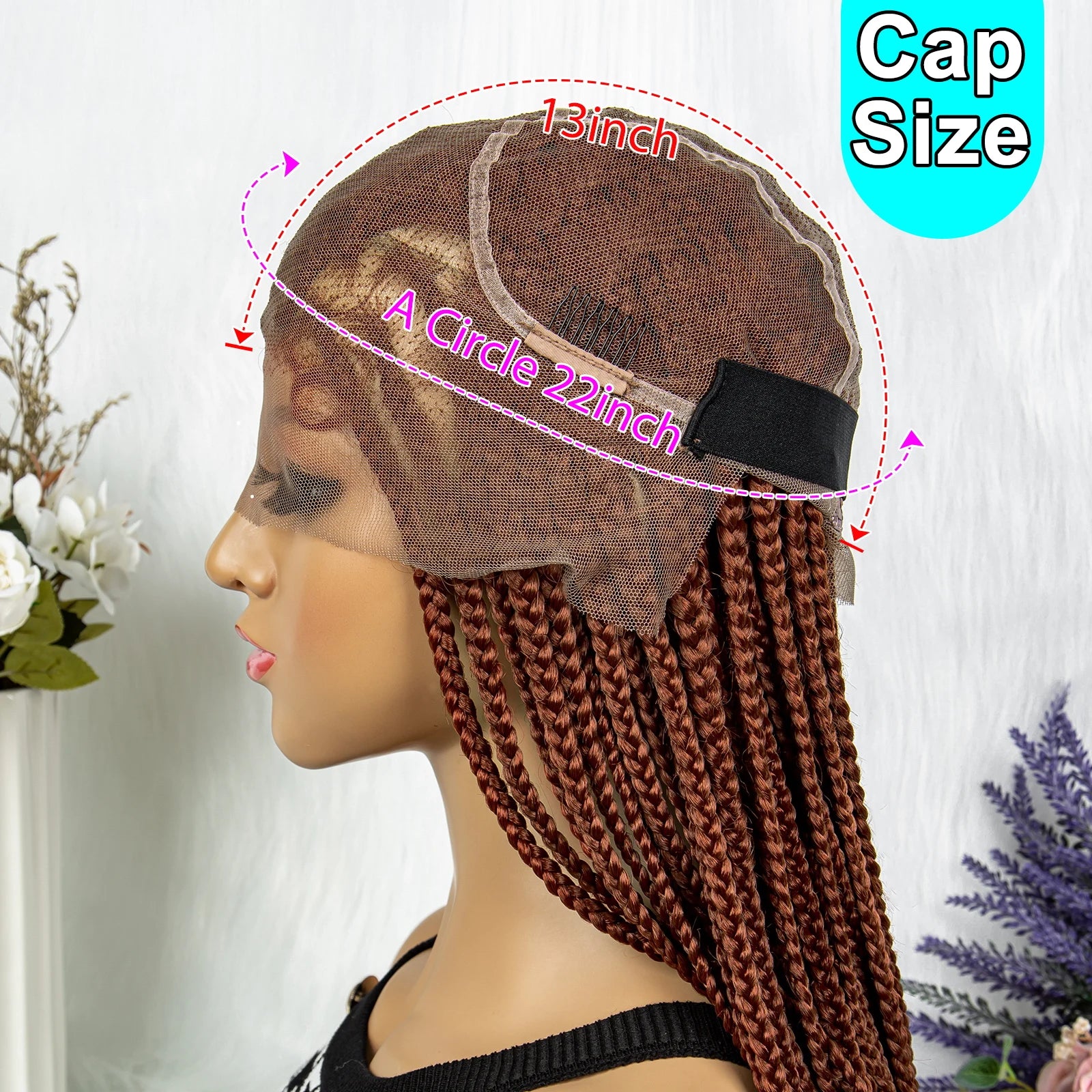 Ginger Faux Locs & Knotless Box Braids Wig | HD Full Lace Synthetic Braided Wig | Transparent Lace | Black Women