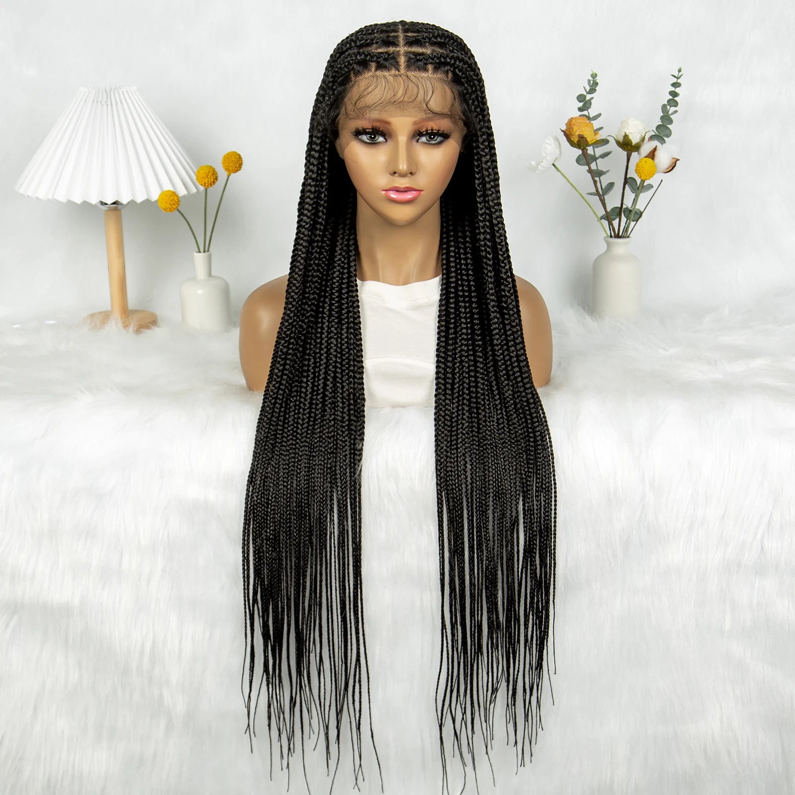 Full Lace Twisted & Box Braids Wig | Cornrow Accents Luxegan