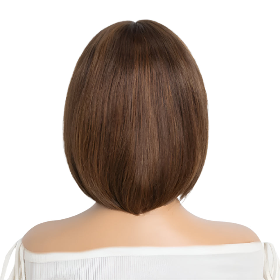 Ombre P4/30 Bob Wig with Bangs | 2.5"x1" Lace Top Straight Human Hair Luxegan