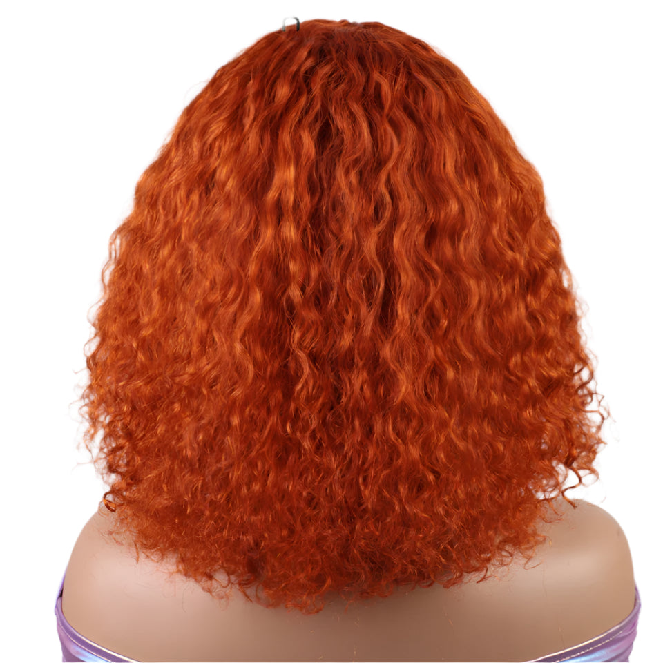 Rebecca Ombre Brown Curly Wig with Bangs | Loose Deep Wavy Brazilian Remy Human Hair Luxegan