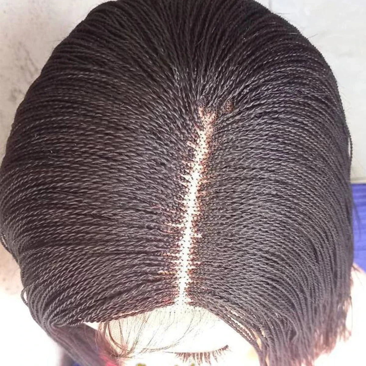 10 Inch Short Micro Twisted Wig - 2x4 Closure Braided Wig for Black Women - Micro Million Braid Wig - Synthetic Knotless Braids