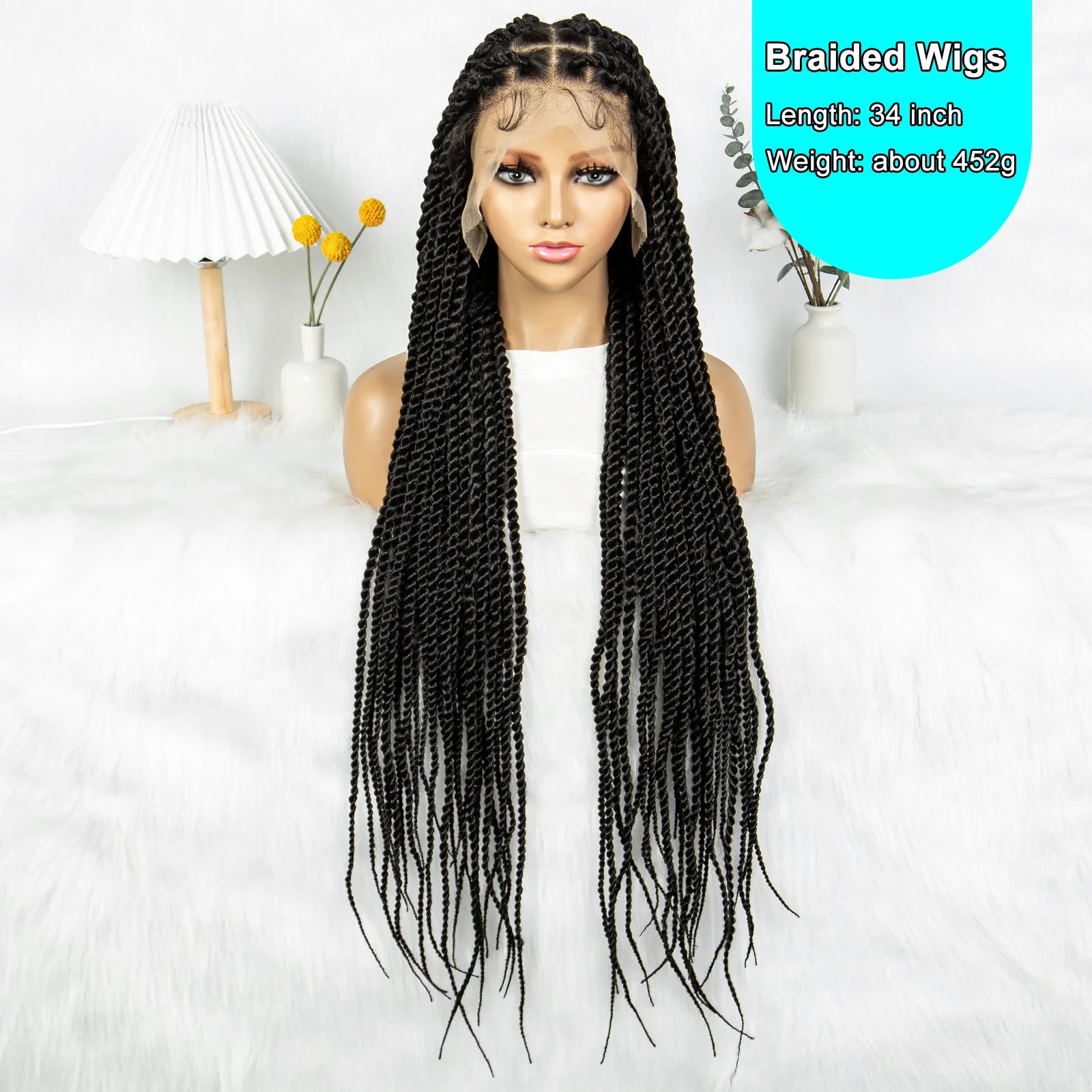 Real Shot High-Quality Twisted & Faux Locs Braided Wig | Transparent Full Lace Goddess Braids | Synthetic Hair for Black Women Luxegan