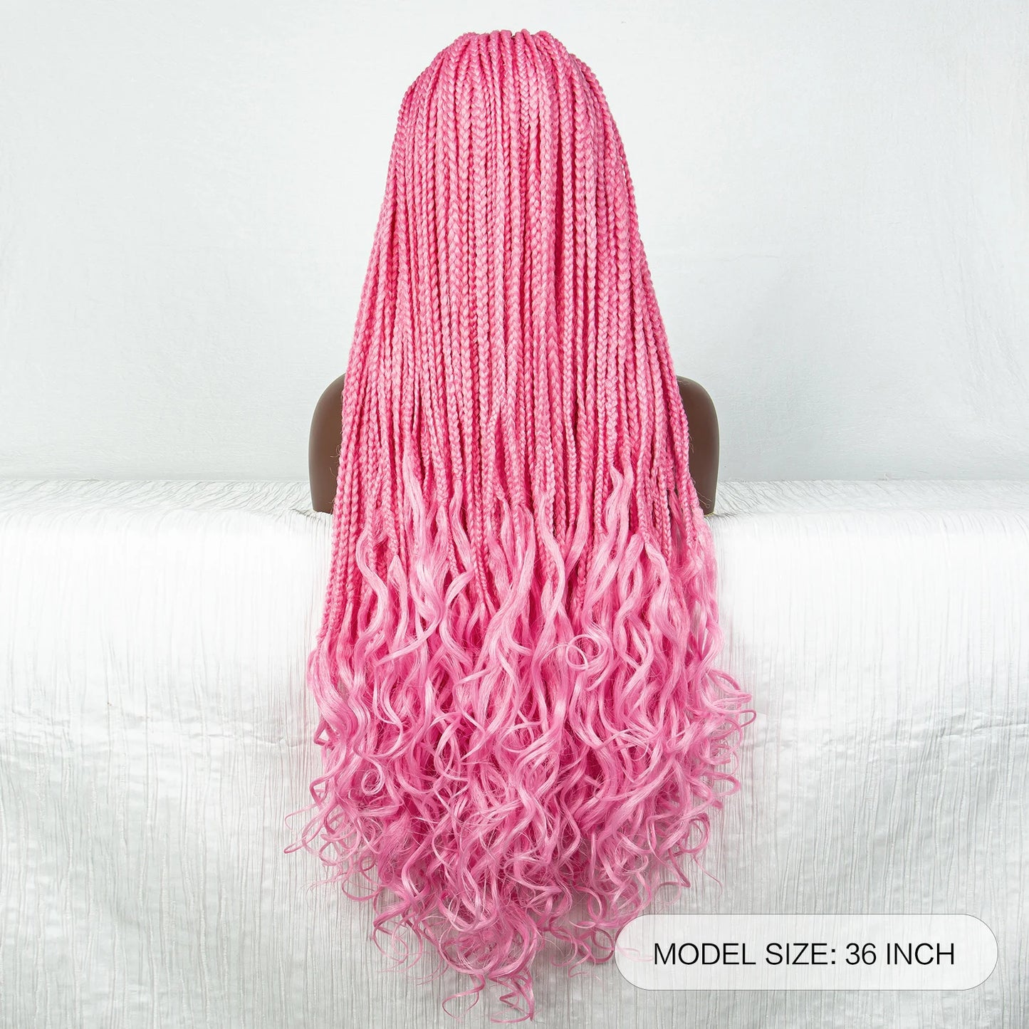 36" Pink & 613 Blonde Braided Wig | Water Wave Ends | Lace Front | Baby Hair Luxegan