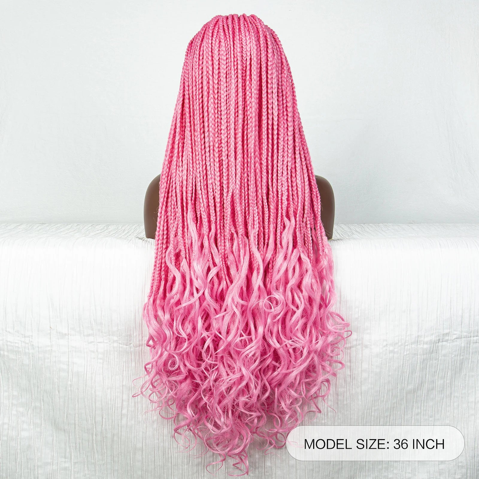 36" Pink & 613 Blonde Braided Wig | Water Wave Ends | Lace Front | Baby Hair Luxegan