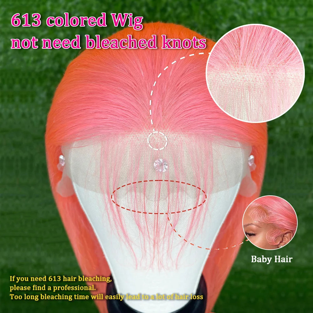 Honey Blonde Highlight 613 Lace Front Wig | Ultra-Thick 250% Density Bone Straight Brazilian Remy Human Hair Wig | 13x6 & 13x4 Transparent Swiss Lace T-Part Frontal Wig for Women Luxegan