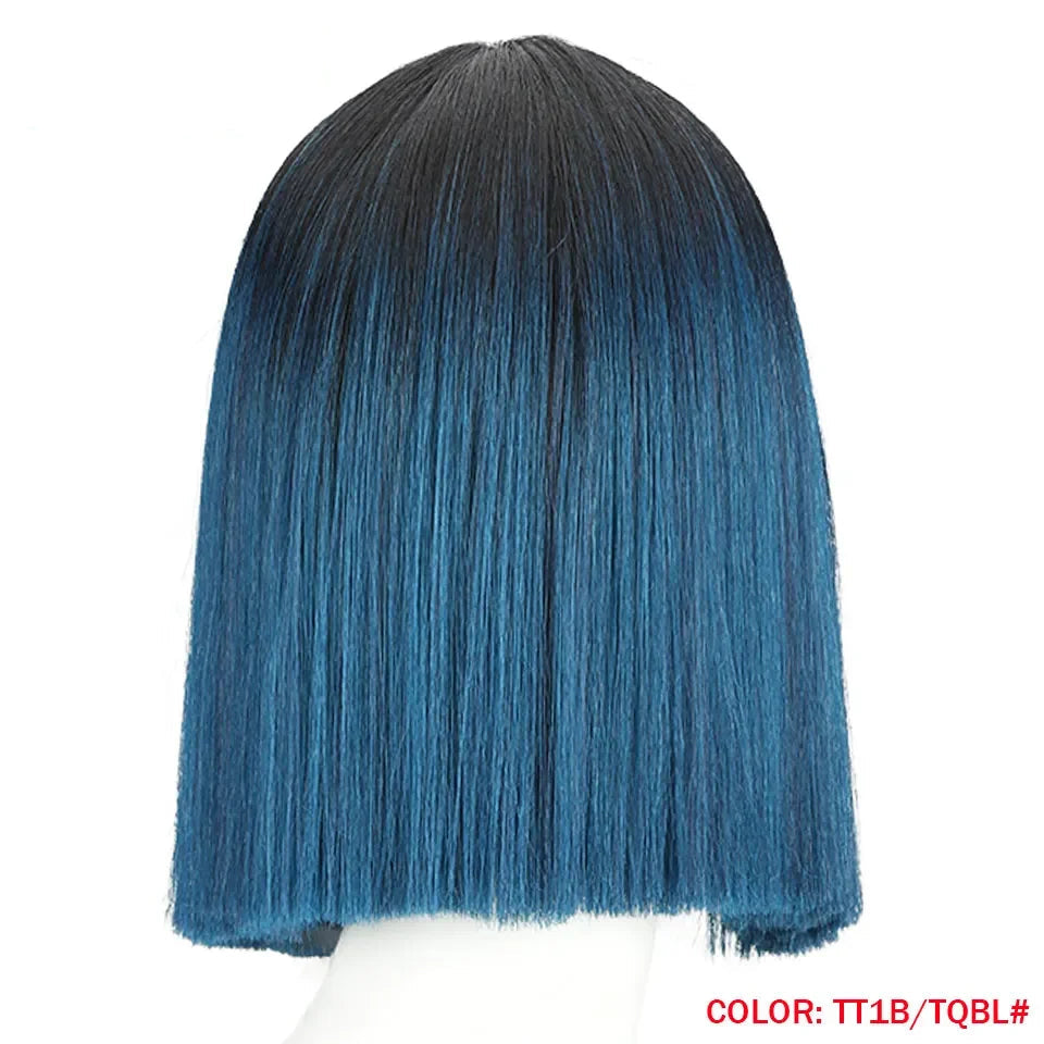 10 Inch Ombre Brown Straight Short Bob Wig | Synthetic Lace Front Wigs for Women (Heat Resistant Fiber, Cosplay & Daily Use) Luxegan