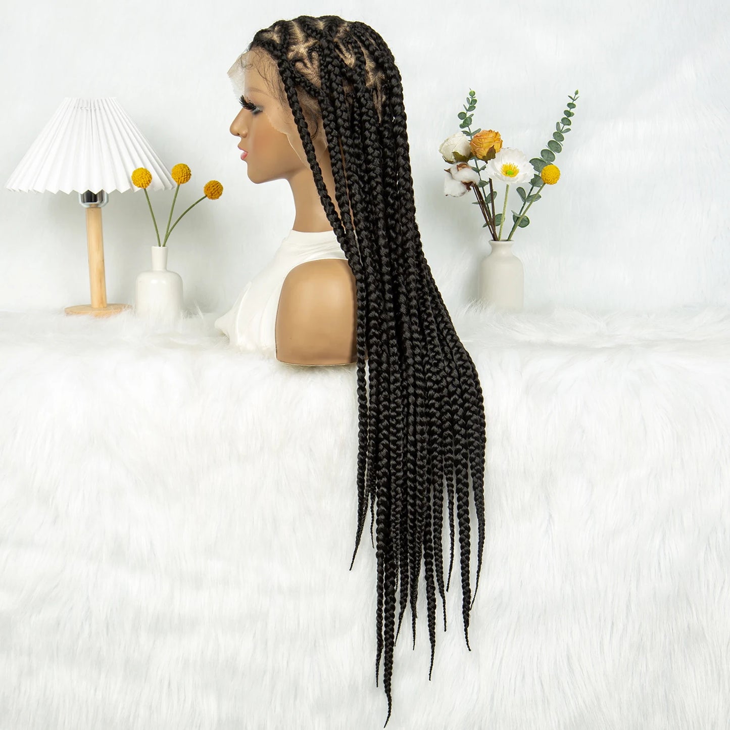 Synthetic Braided Wigs Dreadlocks Full Lace With Crochet Hand Braid Braiding Hair Knotless Box Cornrow Braid For Black Women