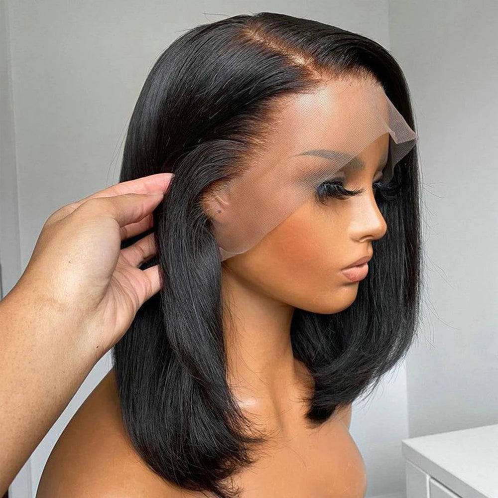 180% Density 13x4 Bone Straight Bob Wig | Brazilian Remy Hair | Transparent Lace Frontal Wig