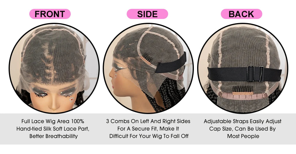 36" HD Full Lace Box Braided Wig | Ginger Color #350 | Lace Frontal Braids | Baby Hair | Synthetic Hair Wig - Luxegan