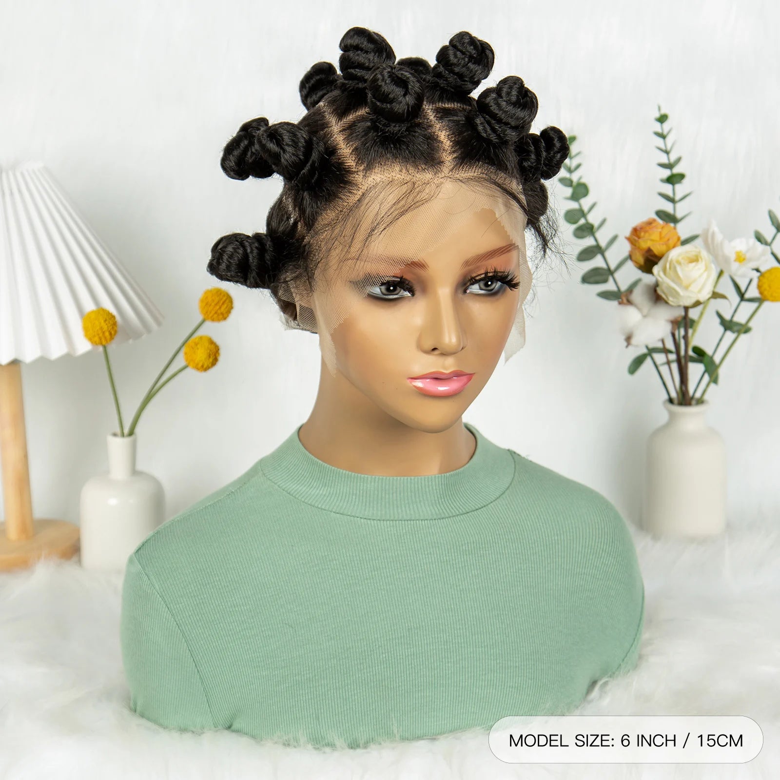 HD Transparent Lace Front Bantu Knots Wig | Synthetic | Full Lace | With Baby Hair | For Black Women