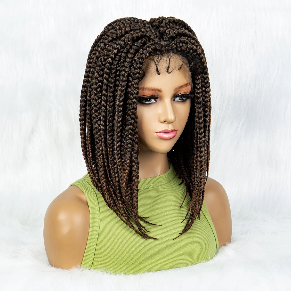 Pelucas trenzadas Bob para mujeres negras Peluca de encaje completo con trenzas estilo cornrow Peluca sintética de encaje frontal con trenzas de caja sin nudos con cabello de bebé