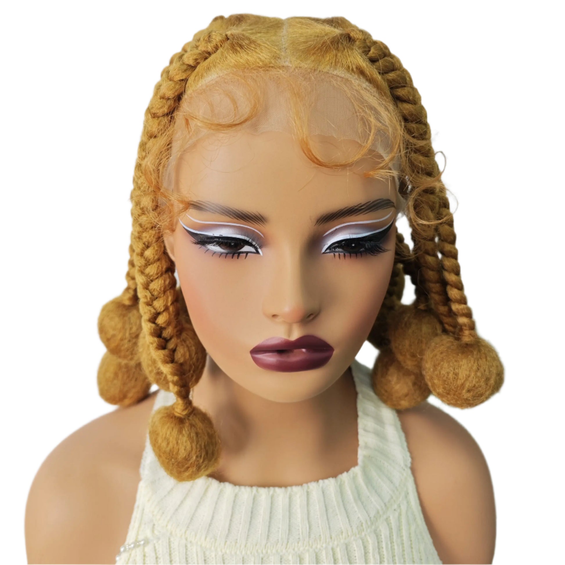 12" Ginger Orange Knotless Box Braiding Wig | Transparent Lace Front Synthetic Hair with Baby Hair Luxegan
