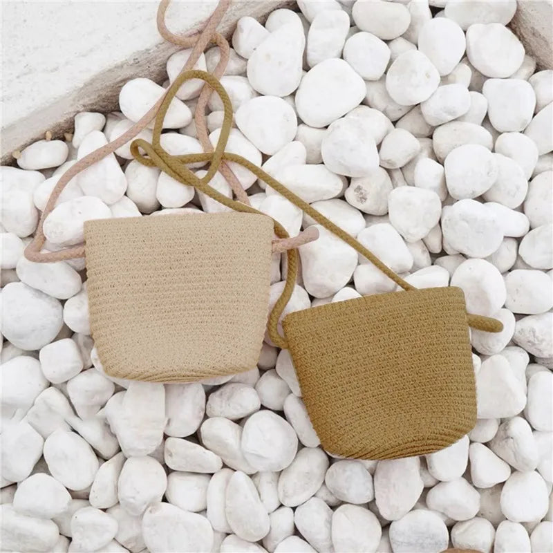 Beach Straw Shoulder Messenger Bag | Women's Bohemian Summer Woven Rattan Bucket Shoulder Handbag & Handmade Crossbody Bag Luxegan