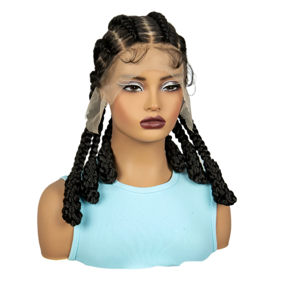16" Natural Cornrow Braids Wig | Transparent Full Lace | Baby Hair Luxegan