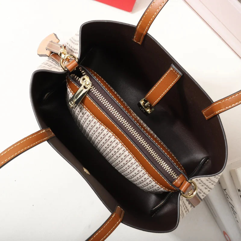 Premium Versatile Leather Crossbody Bag | Ladies Large Capacity Daily Commuter Tote Bag (Letter Print Design, Fashion Casual) Luxegan
