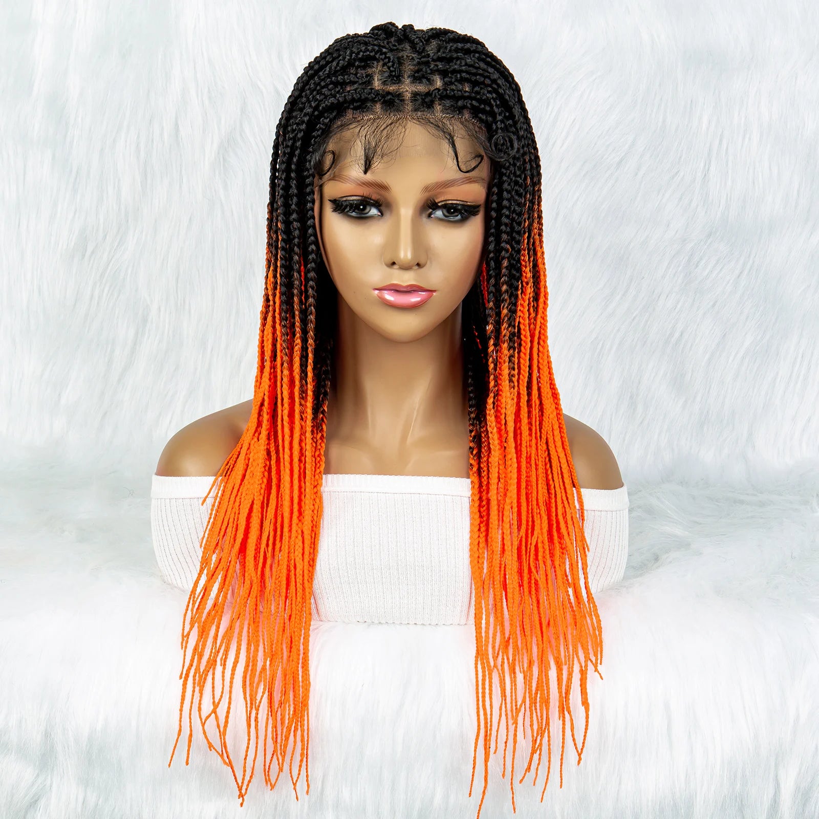 Colorful Knotless Box Braids Wig | Full Lace Front with Baby Hair Luxegan