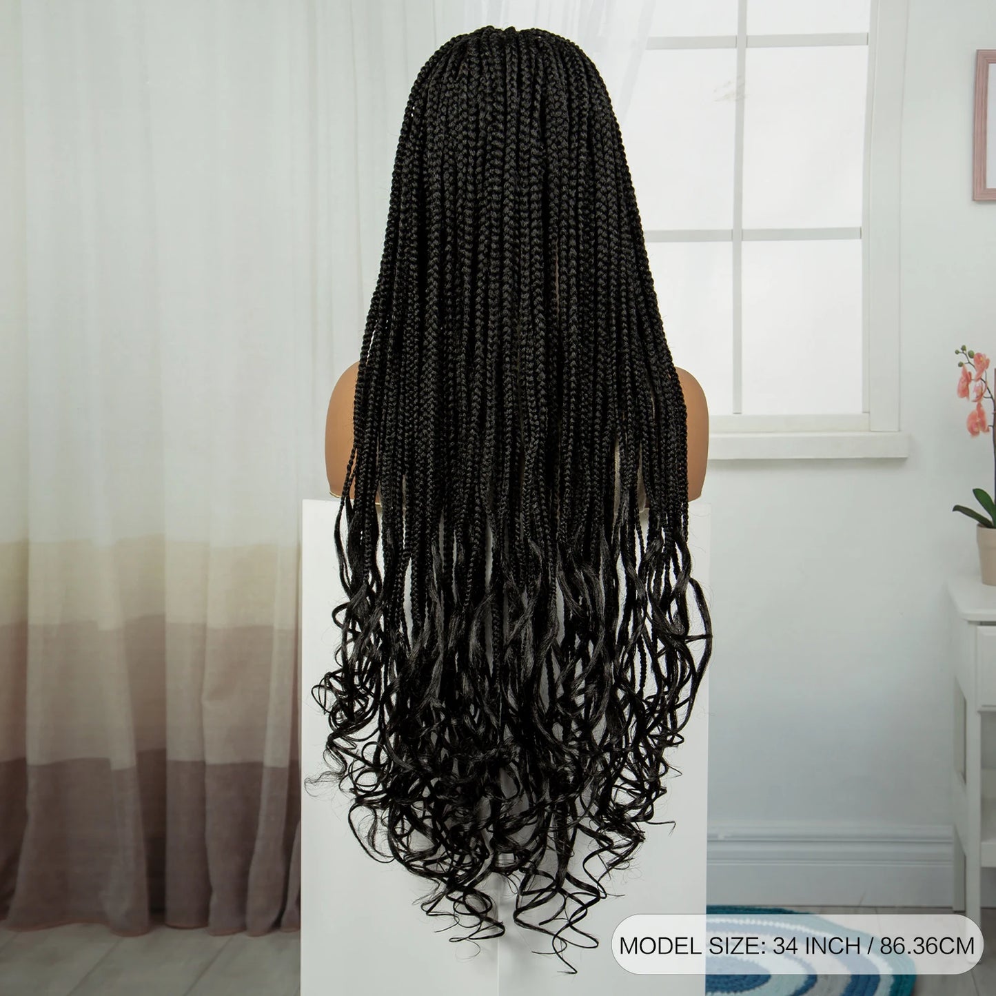 34" HD Boho Box Braids Wig | Curly Ends | Full Lace | Baby Hair Luxegan