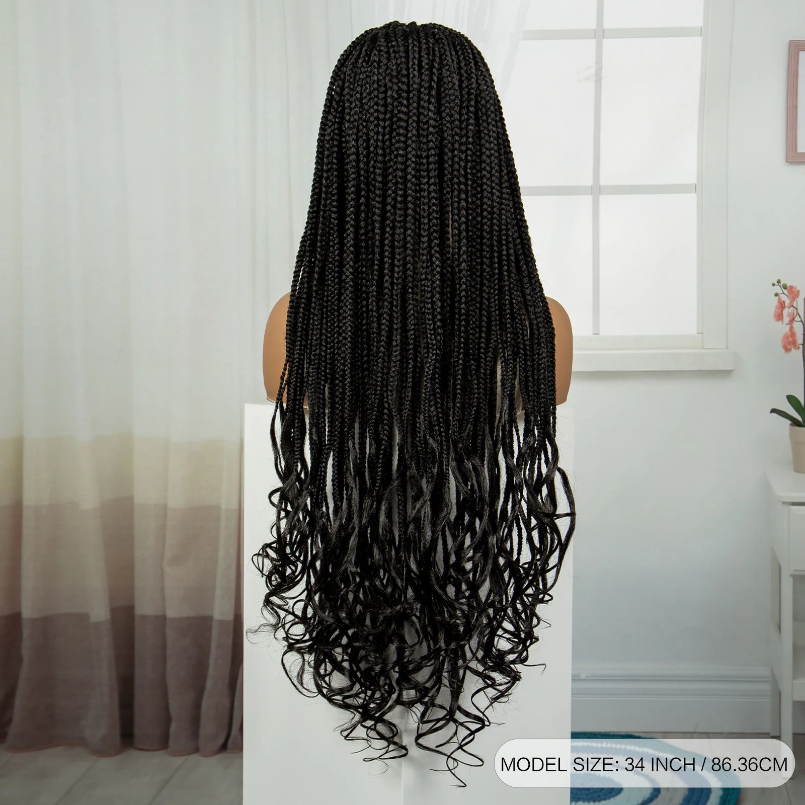34" HD Boho Box Braids Wig | Curly Ends | Full Lace | Baby Hair Luxegan