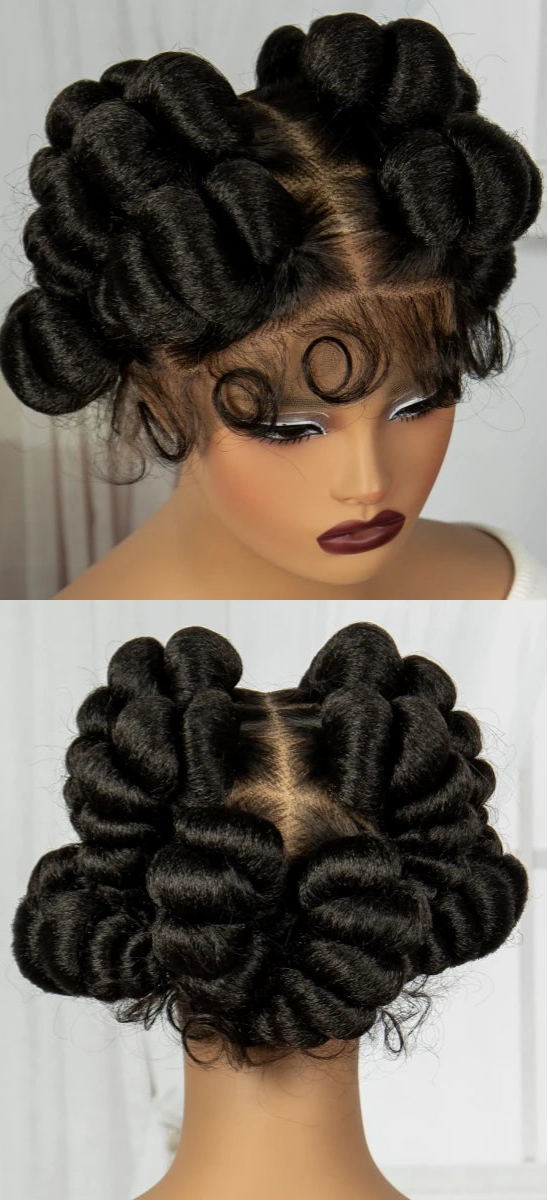 3-in-1 Handmade Bantu Braids Wig | Faux Locs Option | Full Lace | Baby Hair Luxegan