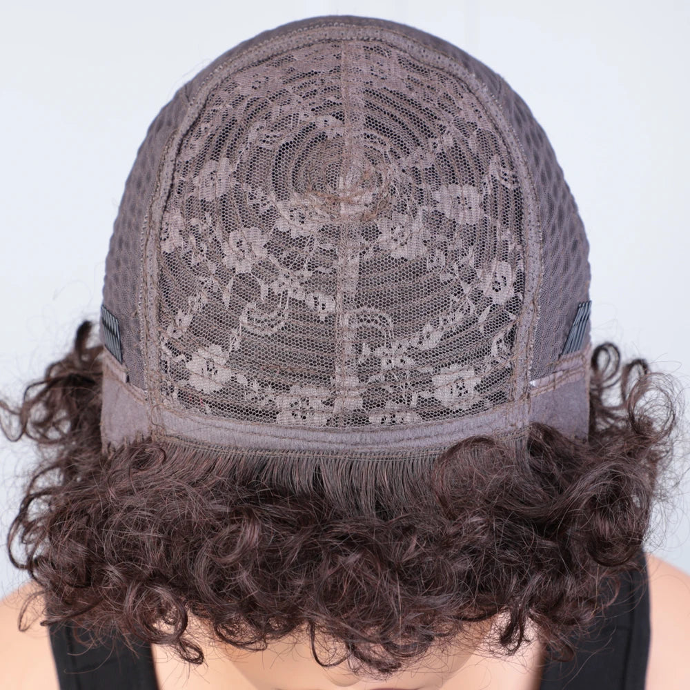 Afro Kinky Curly Wig | Short Full Machine Made Remy Human Hair (Glueless "Wear to Go") Luxegan