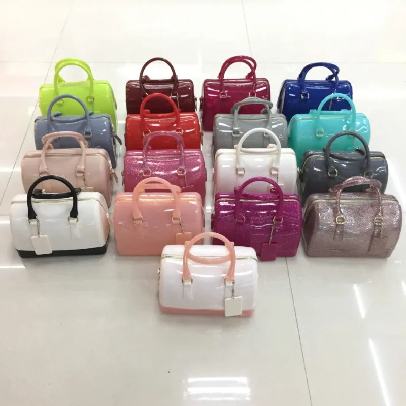 1pcs Jelly Crossbody Shoulder Bag | PVC Transparent Pillow Shape Handbag | Macaron Color Women's Casual Tote European Style Luxegan