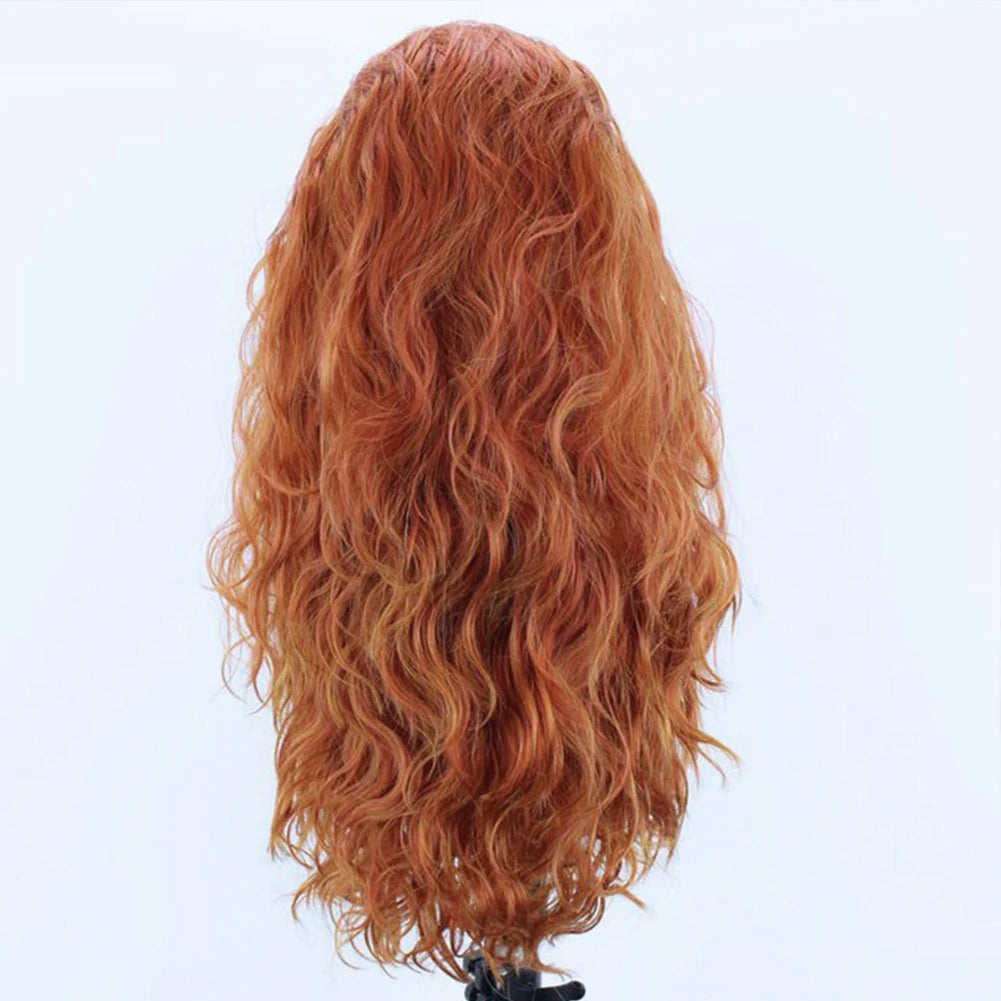 13x4 Ginger Wavy Lace Front Wig | Heat Resistant Synthetic Hair | Cosplay | Long Wavy Wig | Blonde