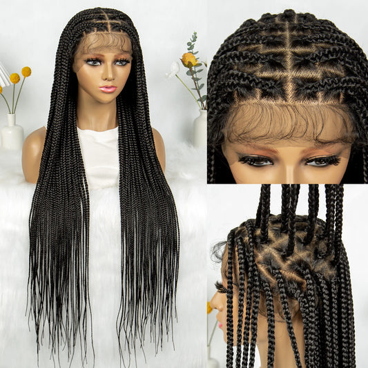 Full Lace Twisted & Box Braids Wig | Cornrow Accents Luxegan