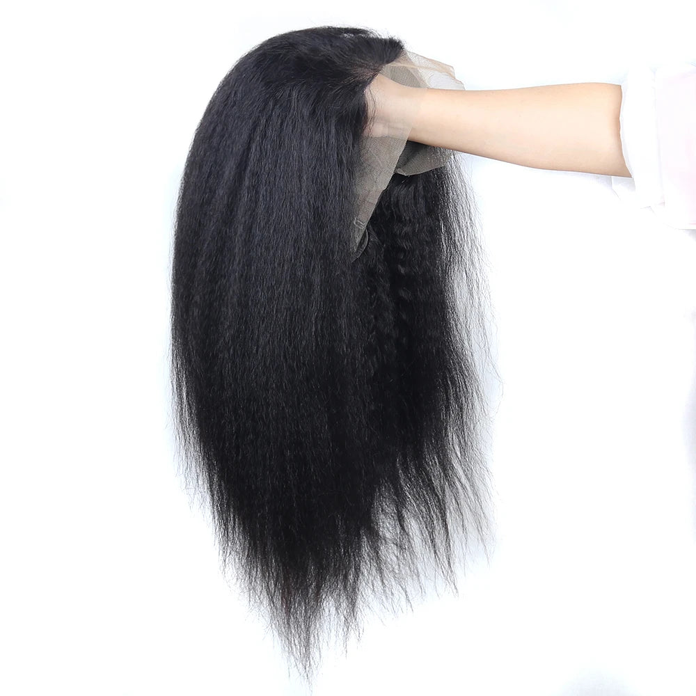 Kinky Straight Human Hair Lace Front Wigs 13x4 Pre Plucked Transparent Remy Hair 12"-30" Brazilian