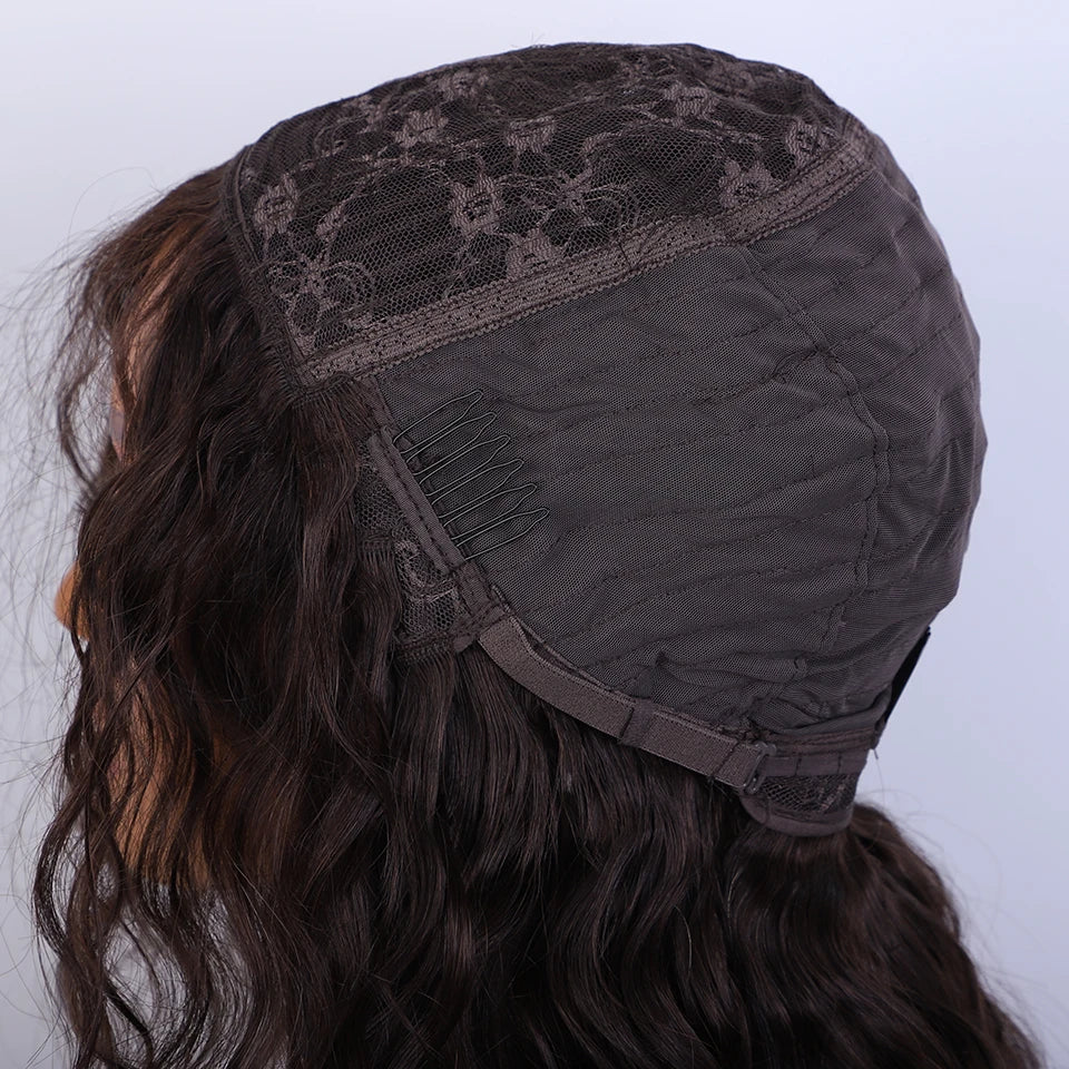 Honey Curly Bob Wigs Human Hair Side Part Pre-Plucked Big Fluffy Brown Mixed Blonde Glueless Bob Curly Wig with Fringe Bangs