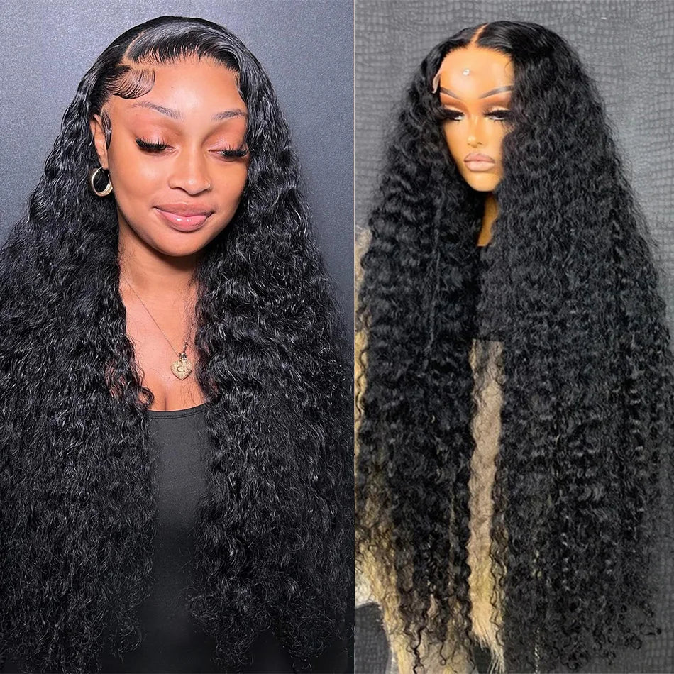 40 Inch Curly Deep Wave HD Lace Frontal Human Hair Wig | 13x6 Water Wave & 13x4 Lace Front Wig (Brazilian Remy) Luxegan