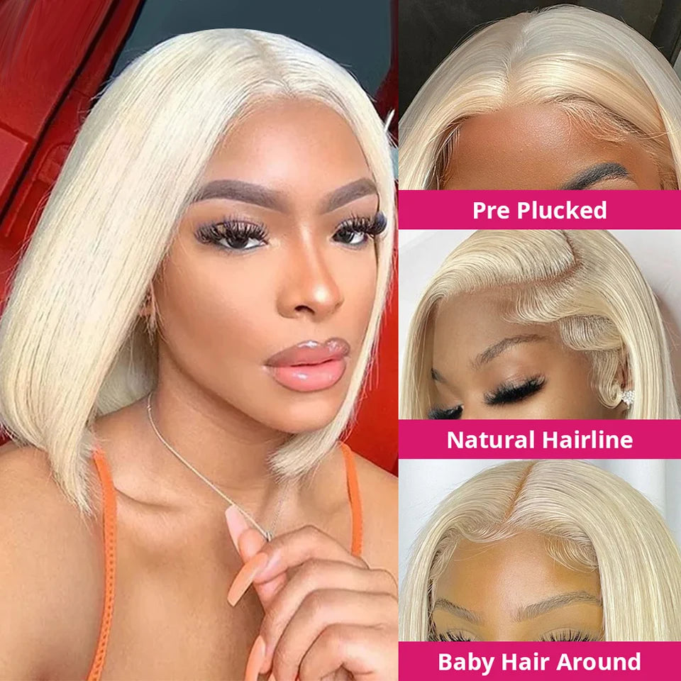 613 Honey Blonde Bob Lace Front Human Hair Wigs 13x4 Remy Brazilian Straight Short Bob 10 14 Inch