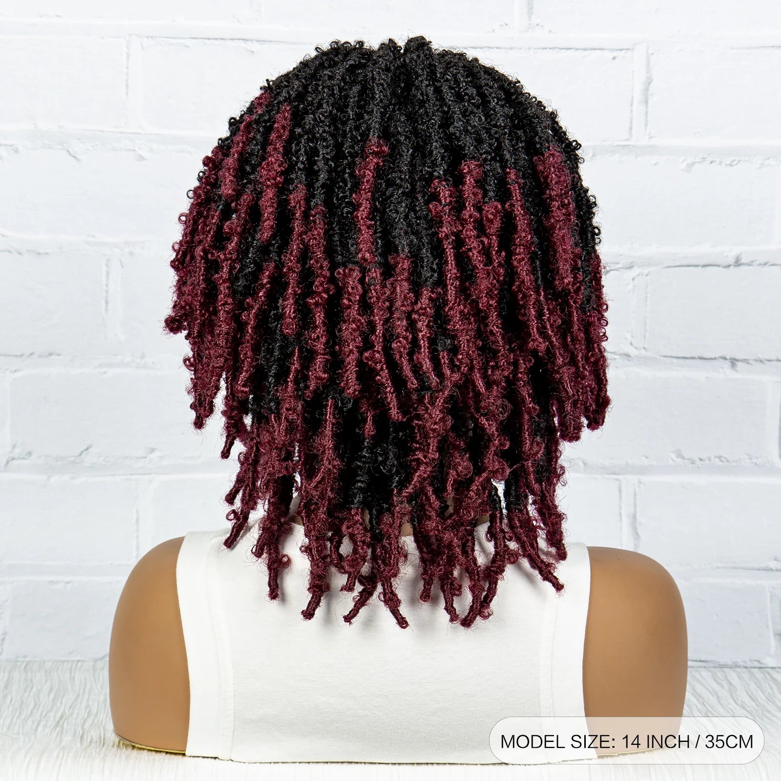 Burgundy Short Faux Locs Wig | Knotless Braids | Synthetic Lace Front | With Baby Hair | For Women