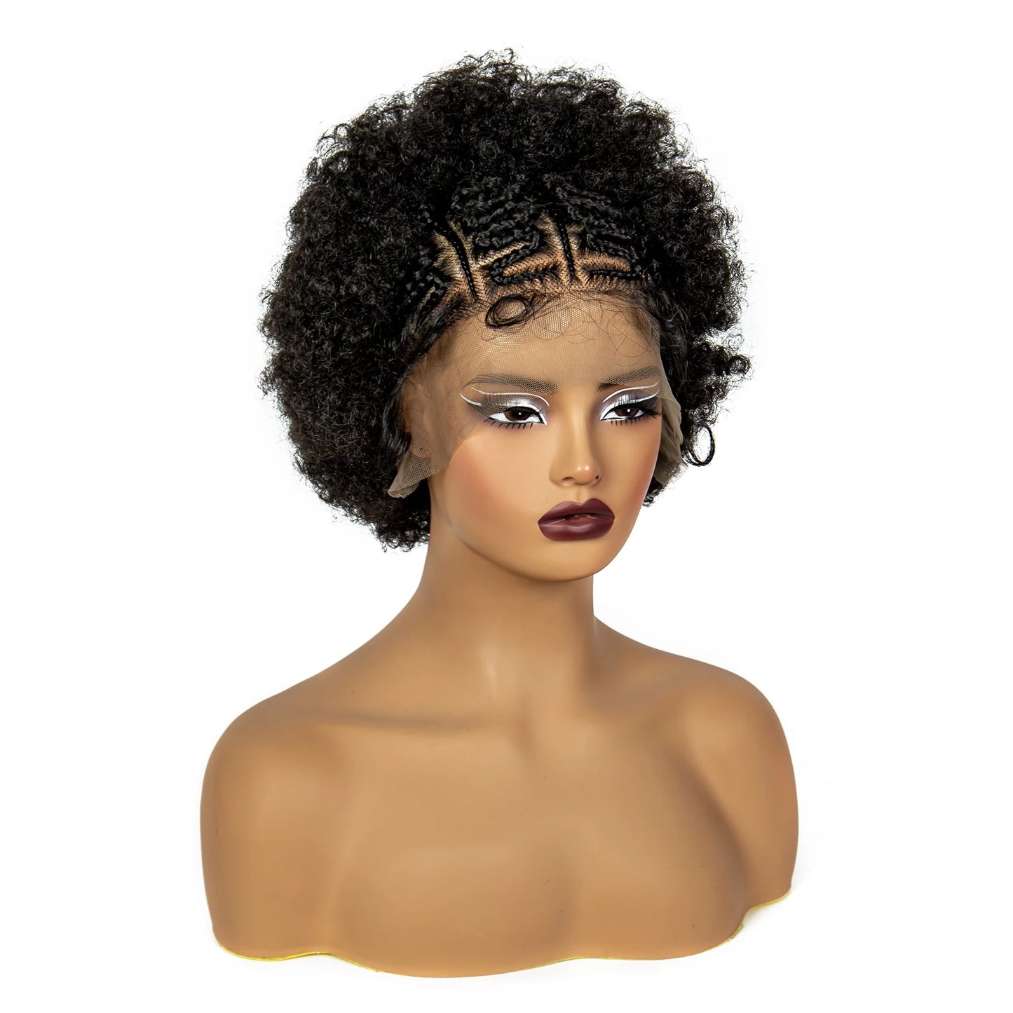 Burgundy Afro Curly Braids Bob Wig | 13x6 Lace | Baby Hair | Bouncy Curls Luxegan