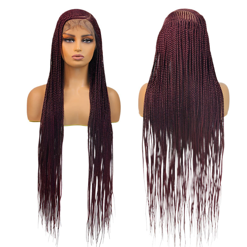 36" 360 Full Lace Cornrow & Goddess Locs Wig | Knotless Braids | Transparent Lace | Baby Hair