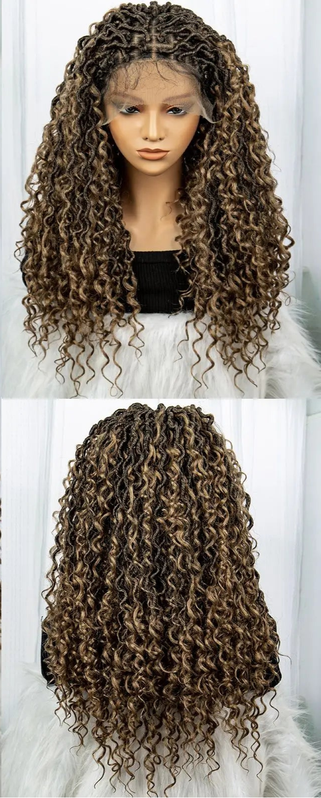 Burgundy Goddess Faux Locs Wig with Curly Ends | Crochet Twist Braids | Baby Hair Luxegan