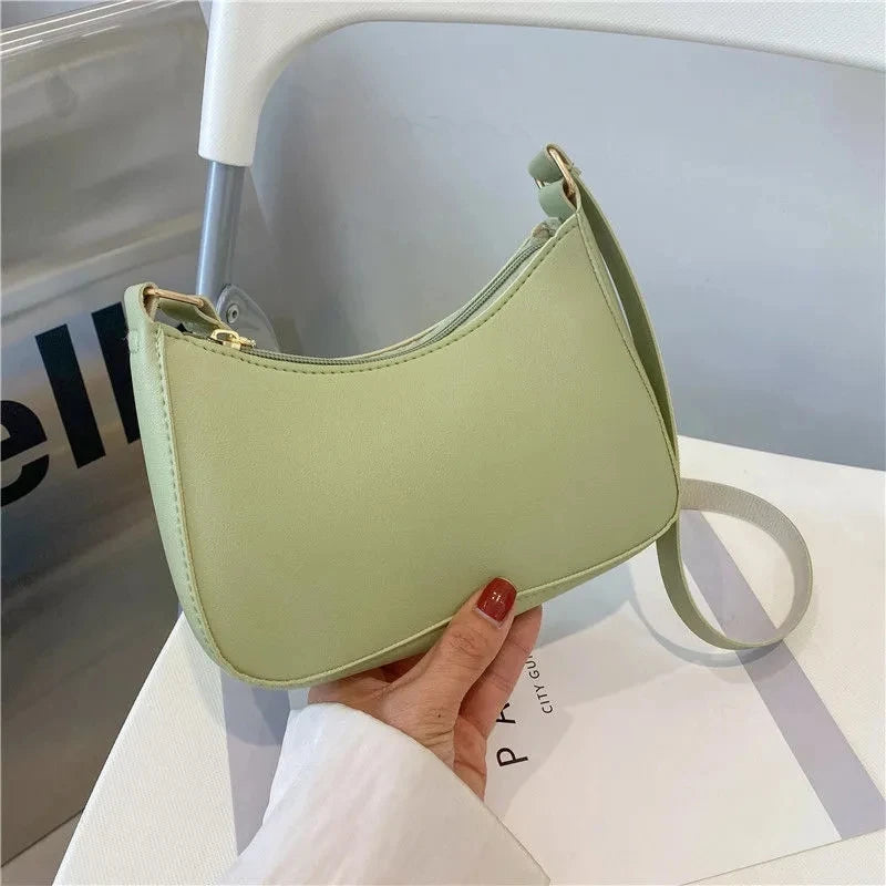 Fashion Solid Color Shoulder Bag For Women | PU Leather Armpit Handbag | Casual Daily Underarm Bag Girls Shopping Purse (Bolsa) Luxegan