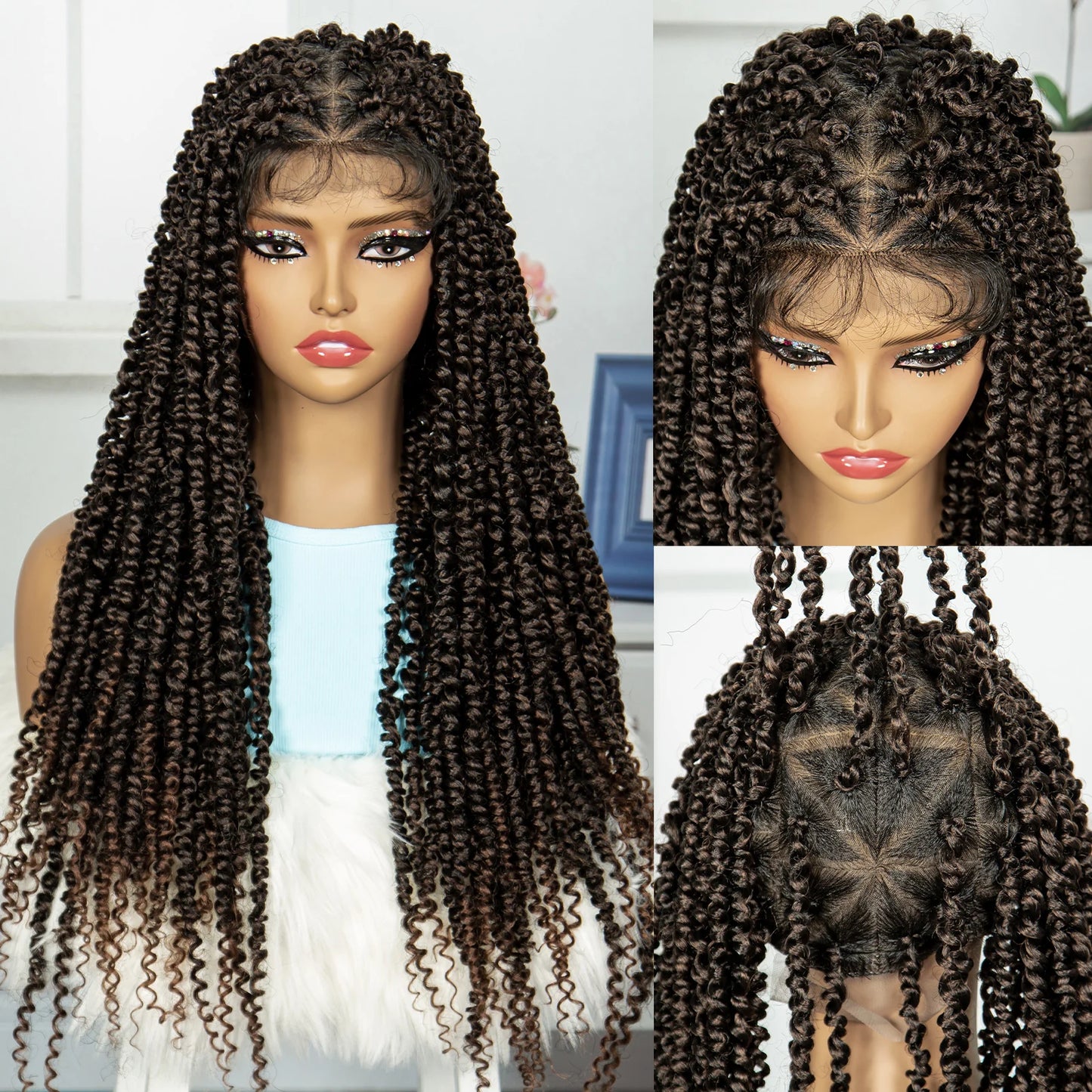 Burgundy Knotless Twist Dreadlocks Lace Front Wig | Crochet Braids | Full Lace | Black Women
