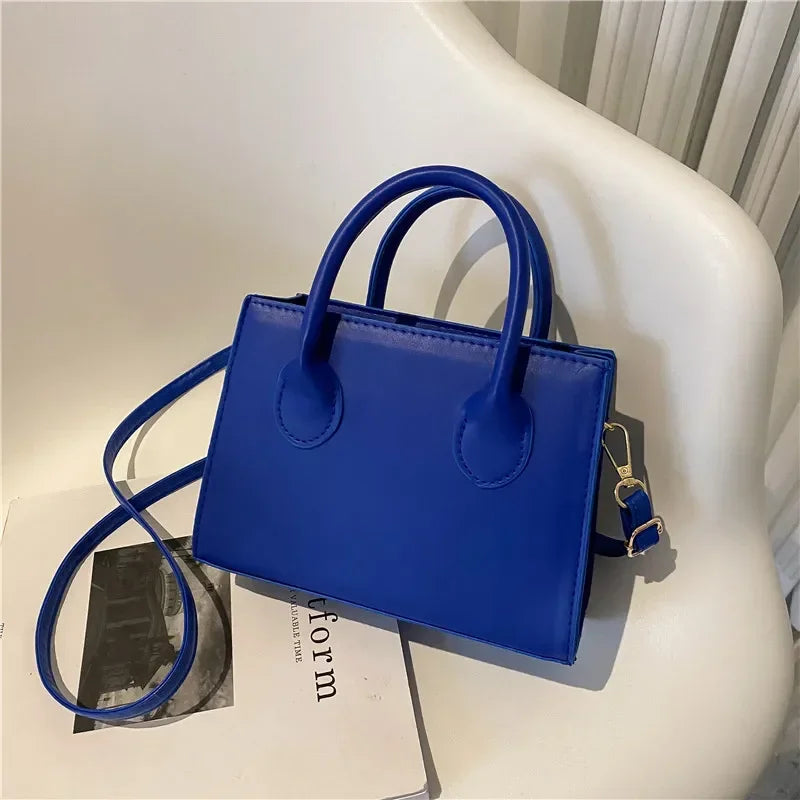 Minimalist Black Small Square Bag | Classic Top Handle Purse & Work Handbag Luxegan